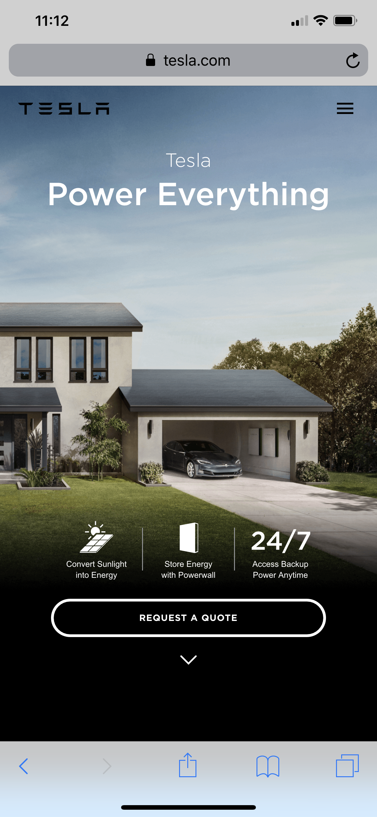 Tesla Power Everything — Solar Roof homepage