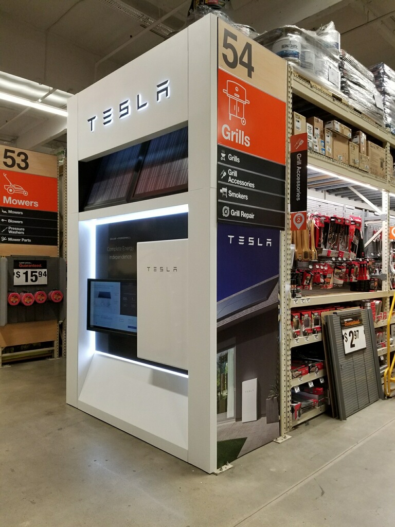 Tesla endcap inside Home Depot