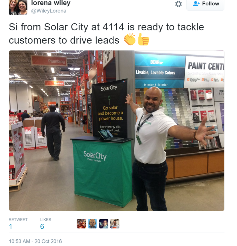 SolarCity field rep at Home Depot store