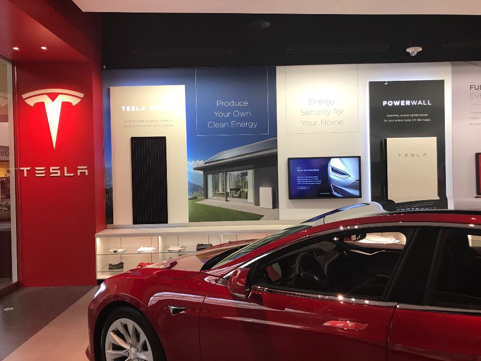 Tesla Solar and Powerwall in-store energy wall
